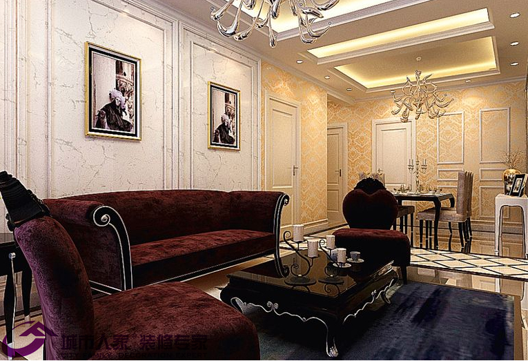 欧式 三居 白领 80后 小资 客厅图片来自天津行云创意装饰设计有限公司在保利玫瑰湾—121平—欧式风格的分享