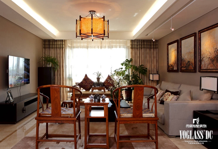 混搭 简约 中式 现代 精装 客厅图片来自尚层装饰大林在现代新中式招商嘉铭珑原264㎡的分享