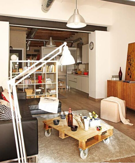 现代 一居 客厅图片来自佰辰生活装饰在67平米LOFT原木简约家的分享