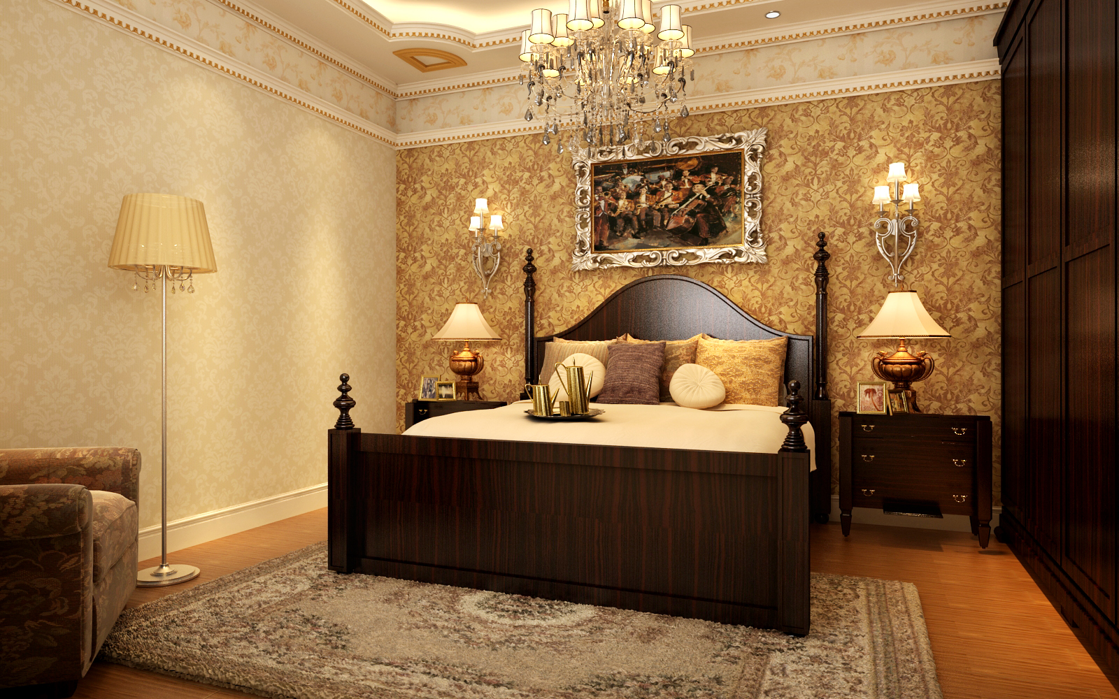 实创装饰 欧式风格 别墅装修 整体家装 卧室图片来自北京实创装饰在典雅与气质的融合孔雀城别墅的分享