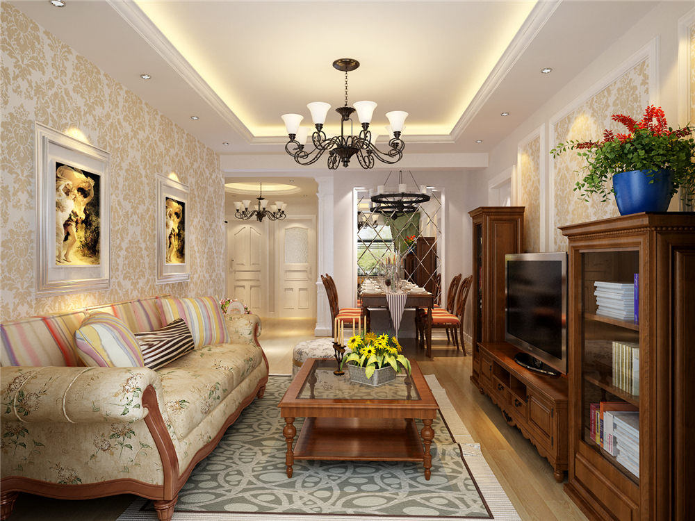 简约 二居 白领 收纳 80后 小资 客厅图片来自实创装饰完美家装在北京怡园97平简欧风格案例赏析的分享