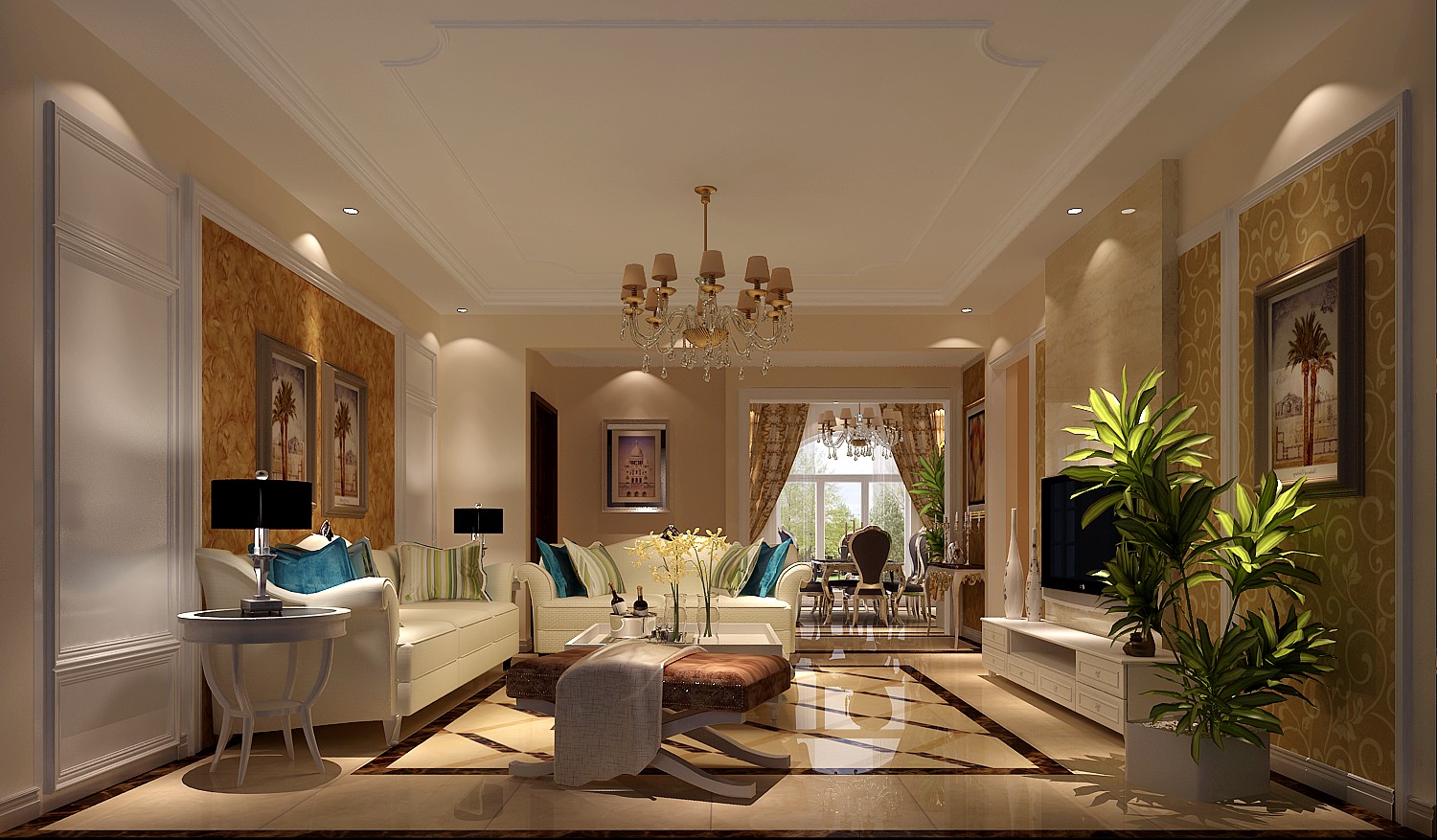 简约 欧式 公寓 白领 80后 小资 客厅图片来自沙漠雪雨在鲁能7号院 6.3万简欧140平公寓的分享