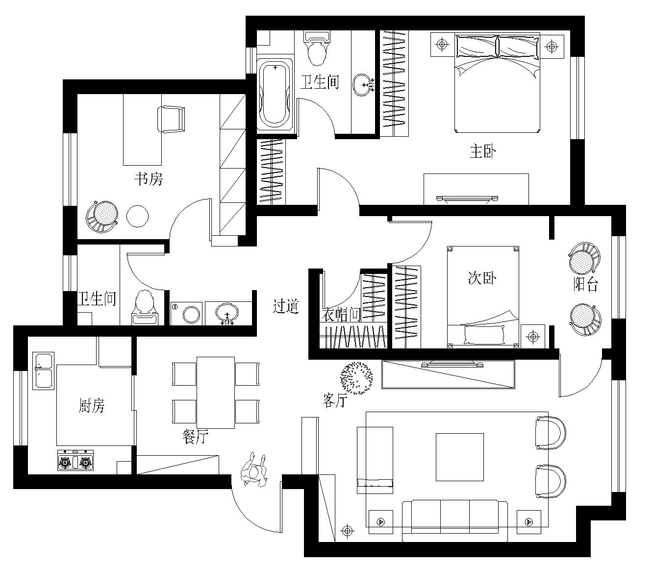 保利玫瑰湾 实创装饰 三居 整体家装 户型图图片来自天津实创装修_装饰在120平保利玫瑰湾现代中式案例的分享