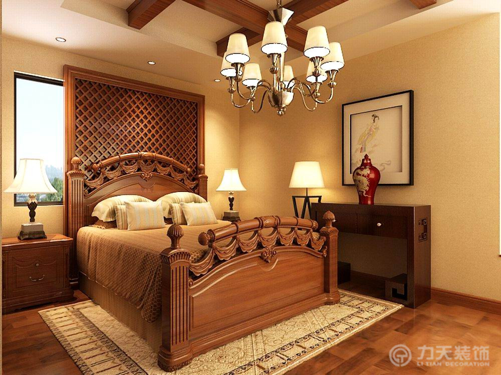 中式 三居 收纳 白领 80后 小资 卧室图片来自阳光力天装饰在米兰阳光-132.90㎡-中式的分享