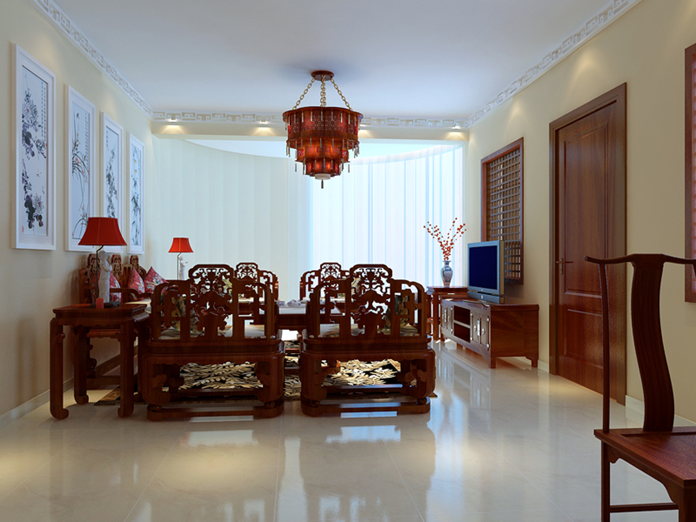 中式 别墅 白领 收纳 80后 小资 客厅图片来自实创装饰都琳在28万打造秦屯豪华中式小别墅的分享