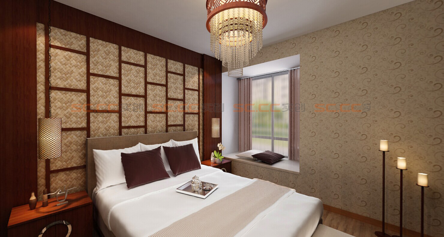 新中式 三居 装修 卧室图片来自南京实创装饰夏雨荷在金域华府110平新中式的分享