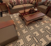 中式纹路地毯，沙发超级大哦^