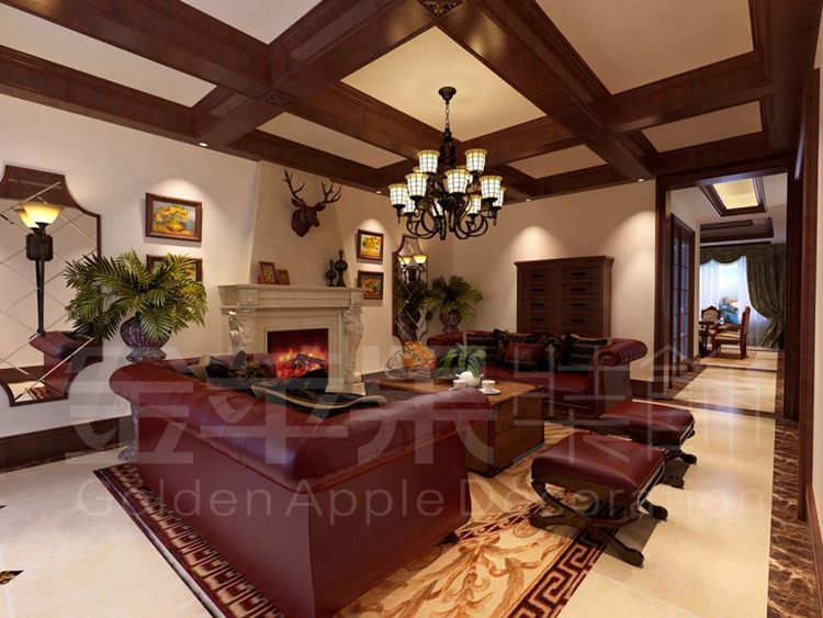 美式 白领 小资 复式 客厅图片来自安徽金苹果装饰材料有限公司在中央宫园200平米--美式效果的分享