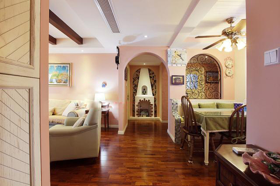 地中海 三居 别墅 白领 收纳 旧房改造 80后 小资 餐厅图片来自周楠在128平甜蜜粉色婚房的分享