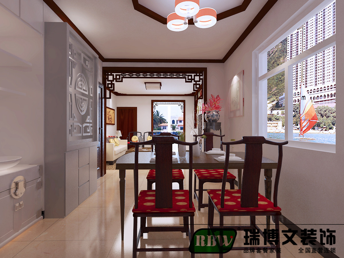 红石湾 新中式 两室 二居 收纳 餐厅图片来自石家庄瑞博文装饰---伊然在红石湾，98红梅中式风格的分享