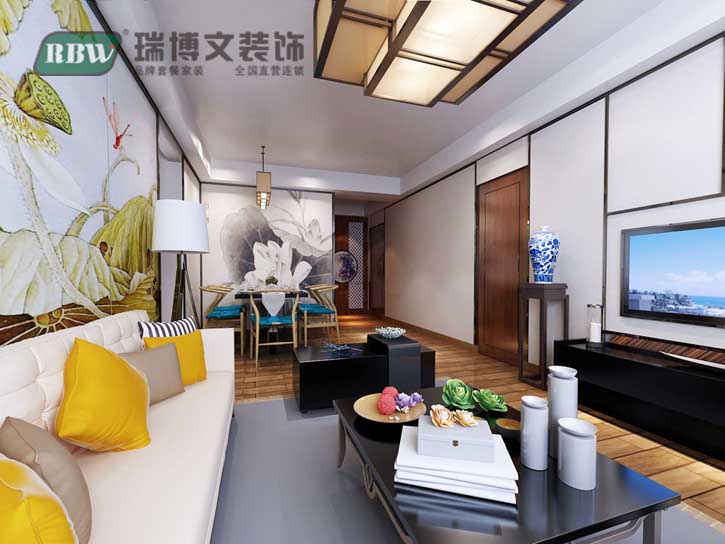 新中式 三居 白领 80后 小资 客厅图片来自冰花-11在【紫晶悦城】126.44平装修效果图的分享