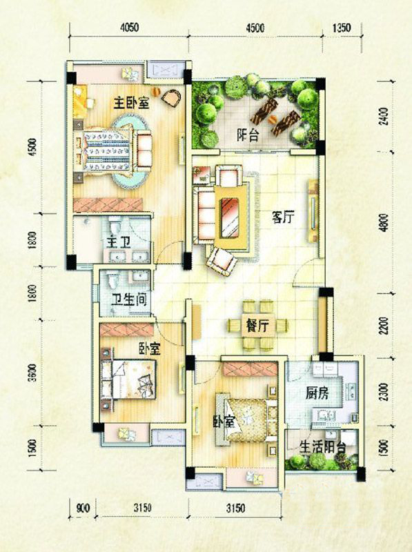 田园 简约 混搭 自然 静谧空间 温馨 舒适 80后 小资 户型图图片来自成都生活家装饰在超自然减压田园风格的分享