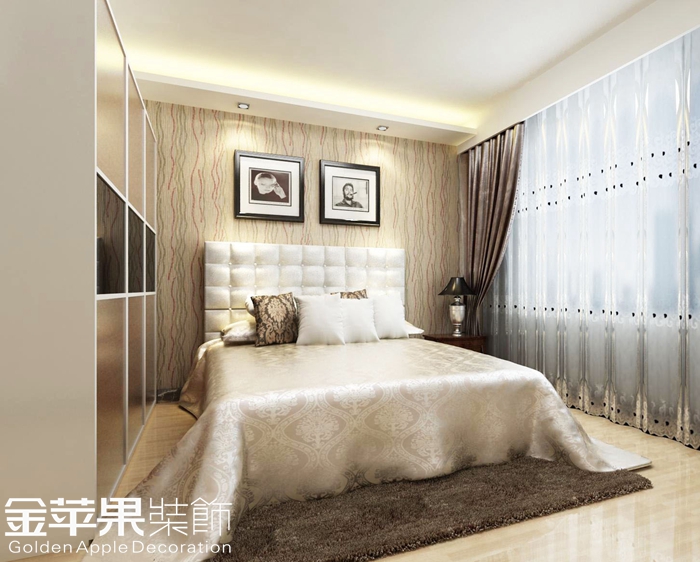 简约 三居 80后 白领 卧室图片来自安徽金苹果装饰材料有限公司在西山银杏97㎡-现代简约-三居室的分享