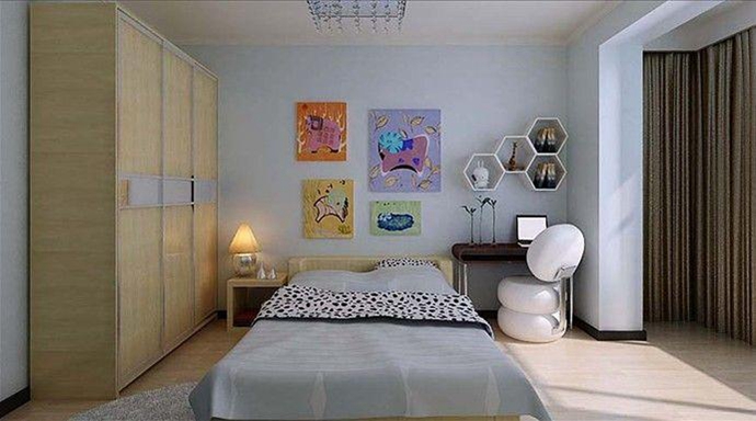 简约 现代 三居 卧室图片来自成都生活家装饰徐洋在华润二十四城89㎡现代简约效果图的分享