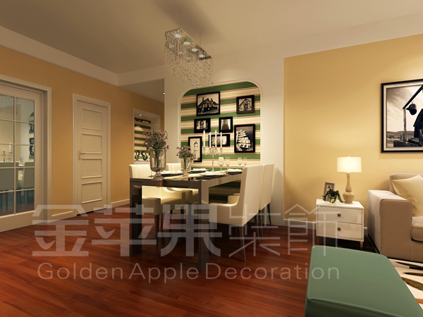 现代 简约 三居 80后 白领 餐厅图片来自安徽金苹果装饰材料有限公司在公园道一号120平米现代三居室的分享