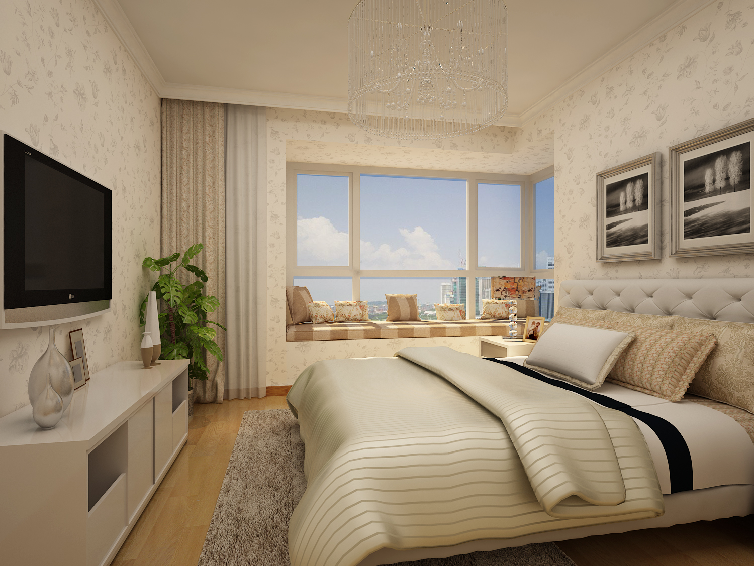 简约 三居 卧室图片来自实创装饰上海公司在120平现代简约风格装修效果图的分享