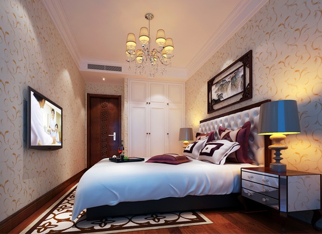 简约 中式 三居 白领 收纳 80后 小资 卧室图片来自实创装饰百灵在三河阳光129平米中式三居室装修的分享