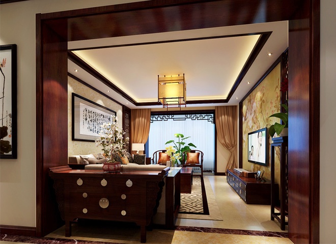 简约 中式 三居 白领 收纳 80后 小资 客厅图片来自实创装饰百灵在三河阳光129平米中式三居室装修的分享