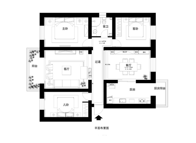 简约 中式 三居 白领 收纳 80后 小资 户型图图片来自实创装饰百灵在三河阳光129平米中式三居室装修的分享