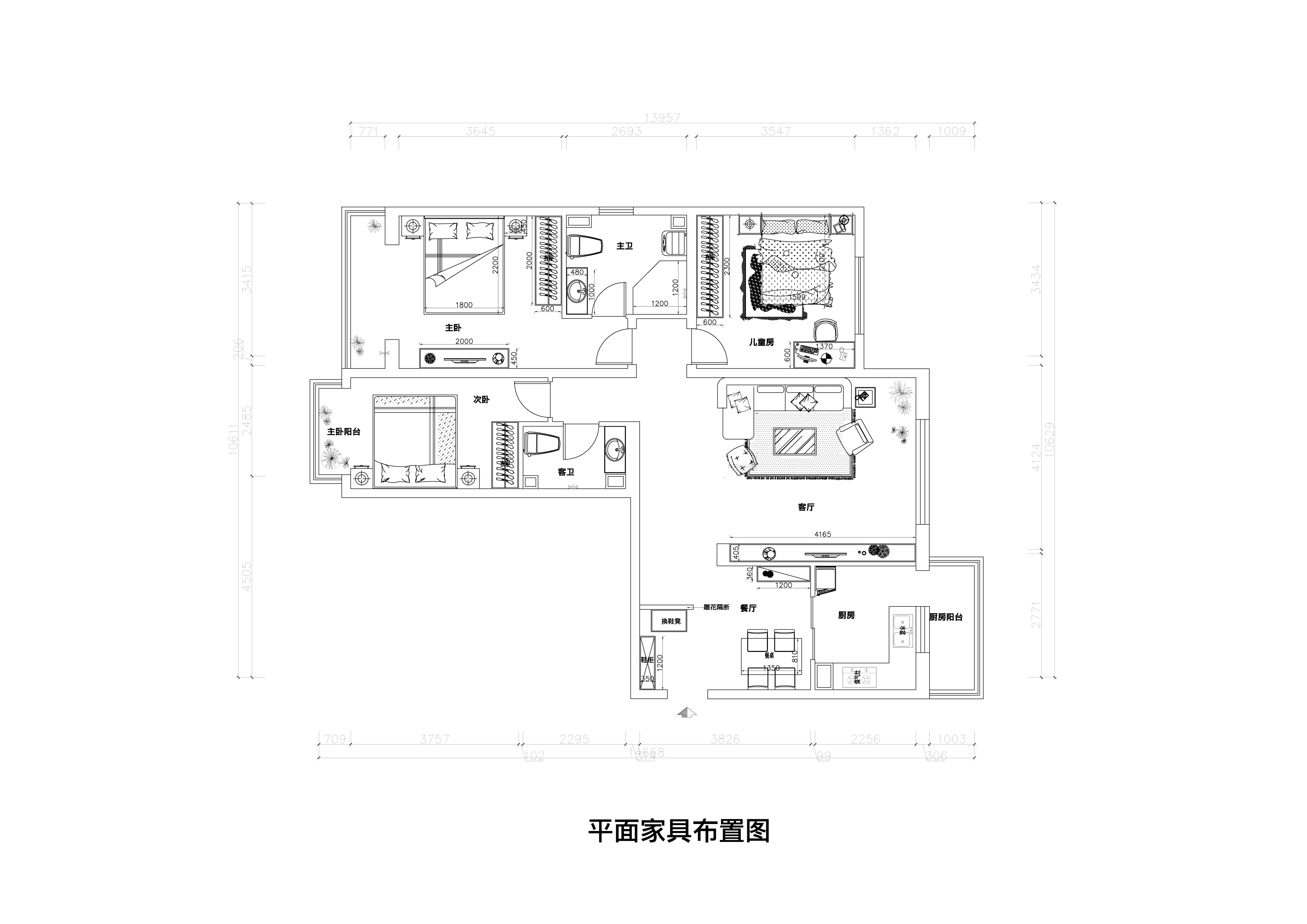 简约 三居 白领 收纳 80后 小资 户型图图片来自实创装饰百灵在注重舒适120平米八家嘉苑三居家的分享