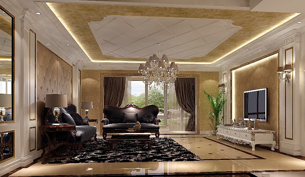 欧式 四居 小资 80后 白领 别墅 客厅图片来自沙漠雪雨在华侨城 11.5万200㎡欧式四室的分享