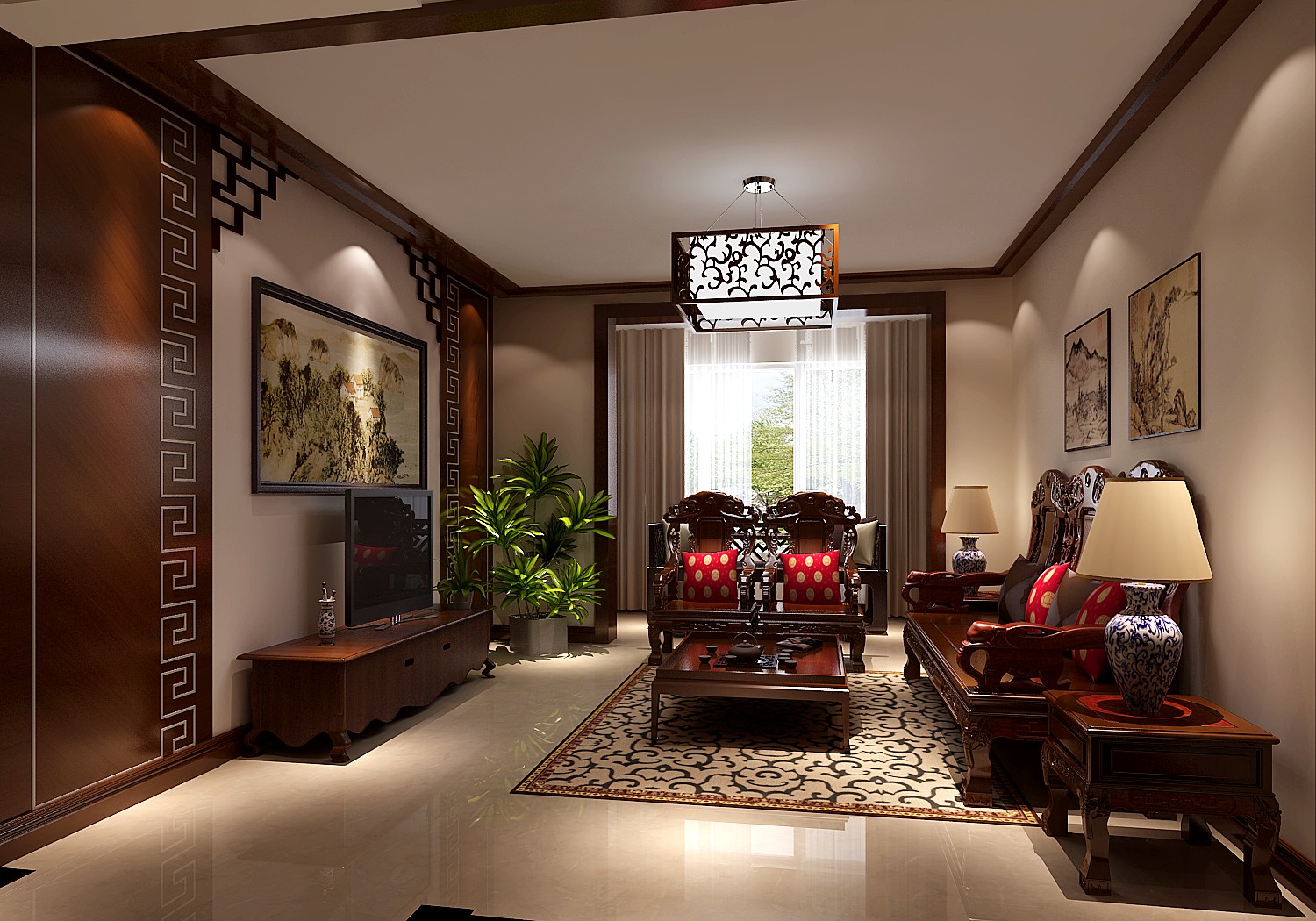 中式 新古典 传统风格 复古 中国韵味 二居 收纳 实用 定制家具 客厅图片来自成都高度国际在100㎡——中式风格——花园洋房的分享