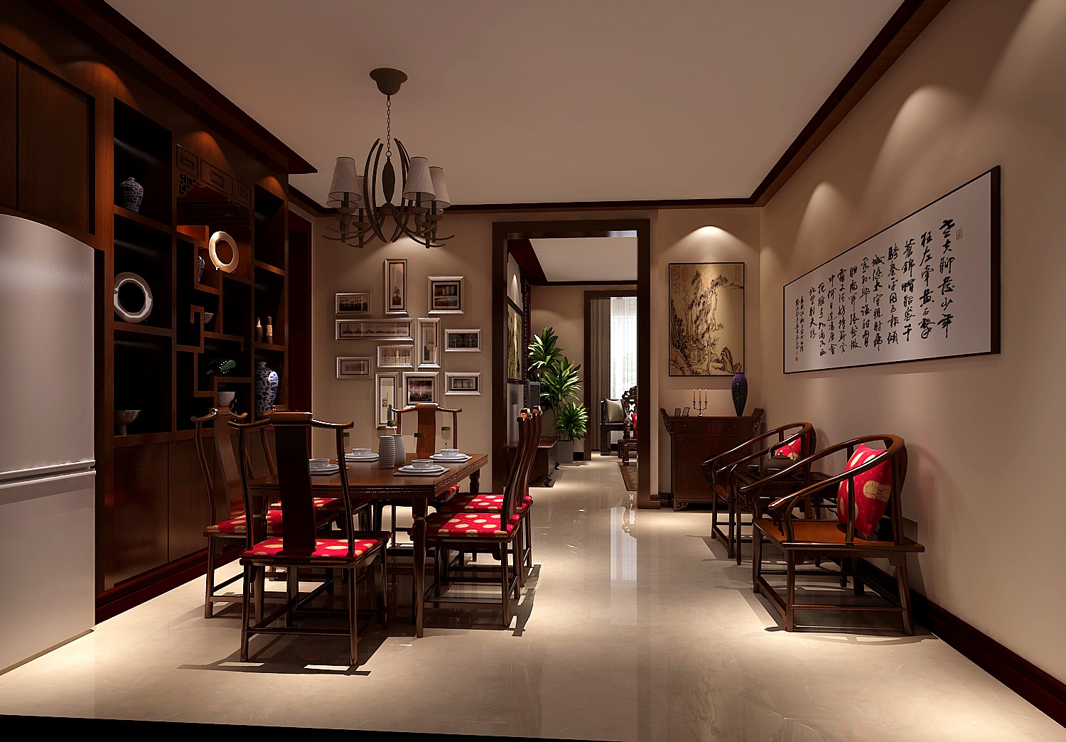 中式 新古典 传统风格 复古 中国韵味 二居 收纳 实用 定制家具 餐厅图片来自成都高度国际在100㎡——中式风格——花园洋房的分享
