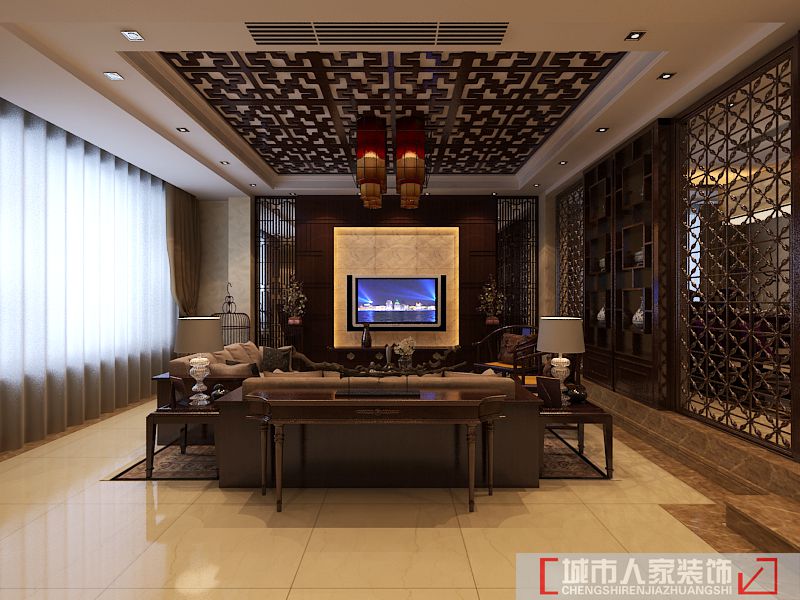 别墅 80后 小资 白领 中式 客厅图片来自天津行云创意装饰设计有限公司在红磡领世郡的分享