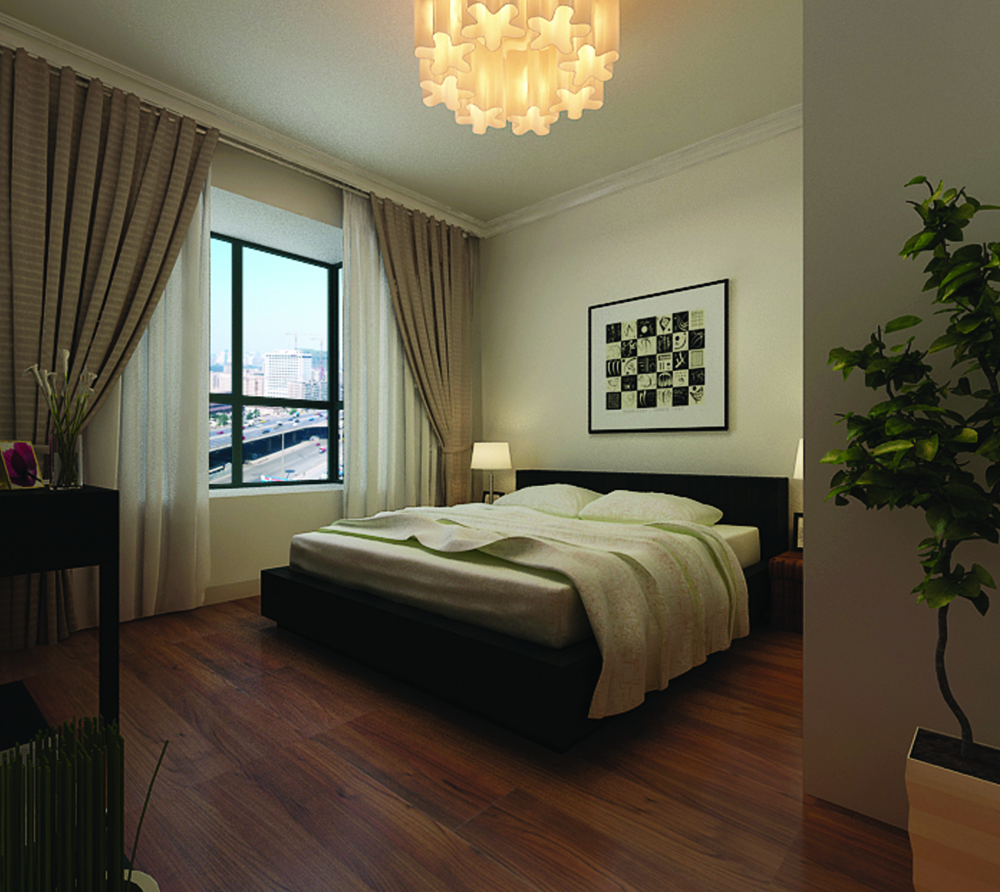 飘窗 窗帘 床 照片墙 卧室图片来自鹏发装饰在三居室现代风格设计低调不失大气的分享