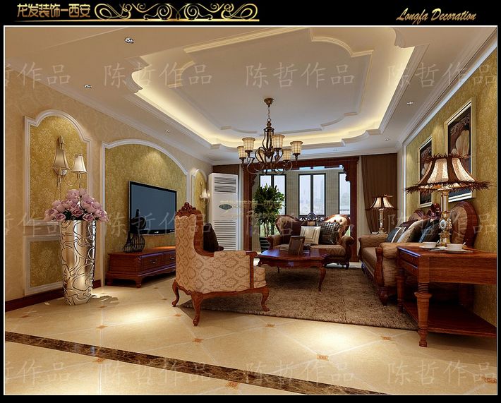 简约 新古典 收纳 客厅图片来自西安龙发装饰王佳妮在【新古典】大华公园世家160平的分享
