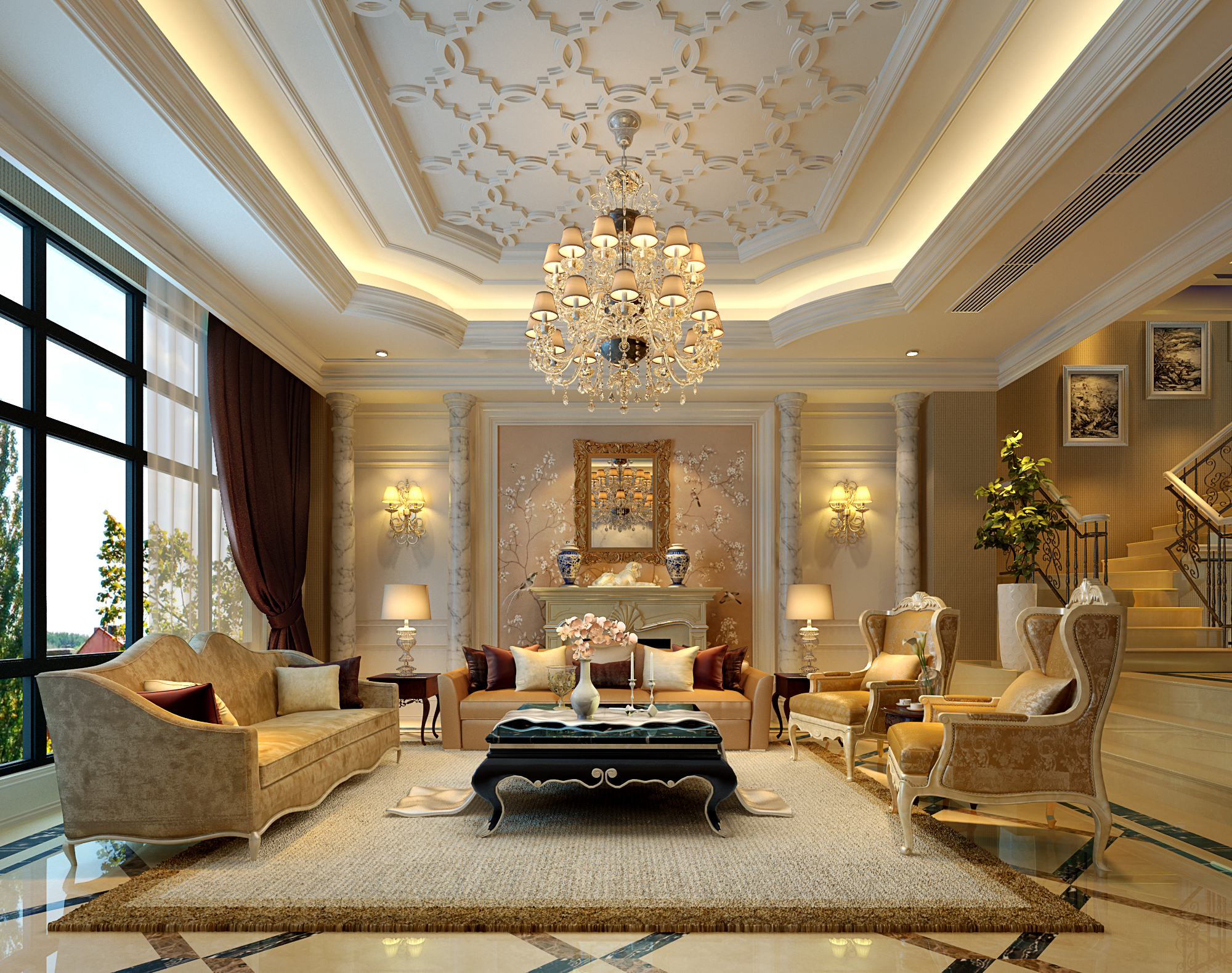 客厅图片来自美颂雅庭装饰在长源假日港湾现代简约美式风格的分享