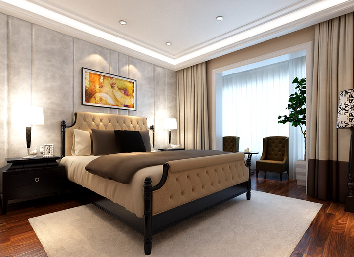 卧室图片来自实创装饰总部在新怡家园200㎡现代美式复式混搭的分享