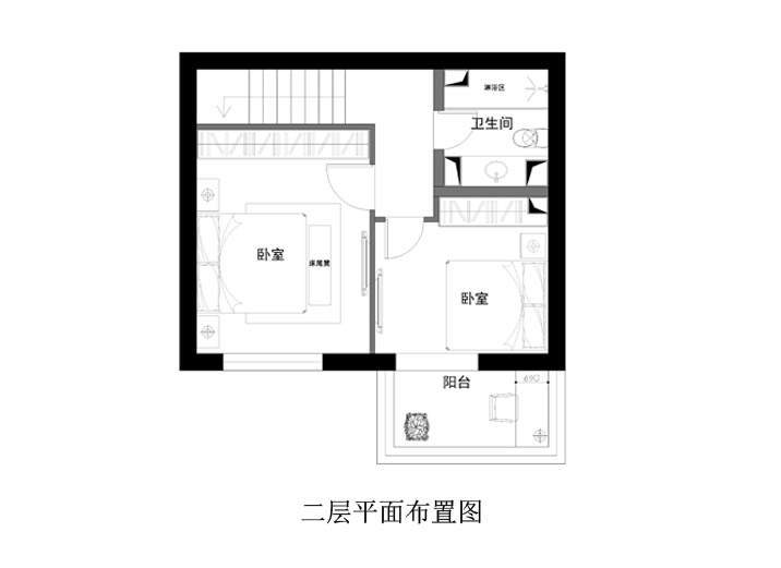户型图图片来自实创装饰总部在华侨城顶层118平米欧式两居的分享