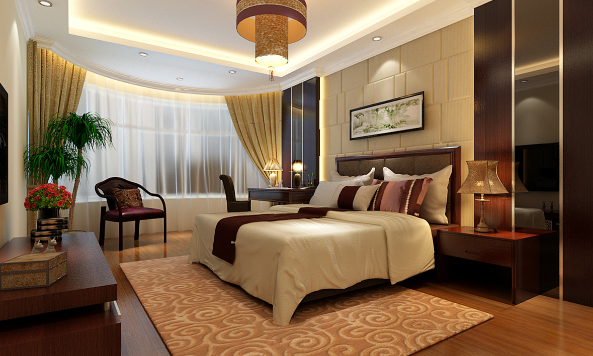 简约 中式 三居 卧室图片来自实创装饰上海公司在159平三居室现代中式的分享
