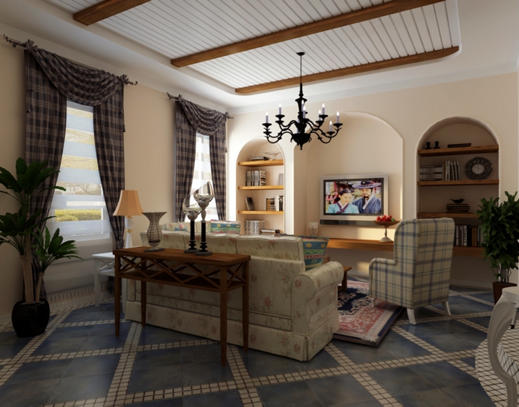 别墅 小资 地中海 装修 客厅图片来自天津尚层装饰张倩在清新地中海风格的分享