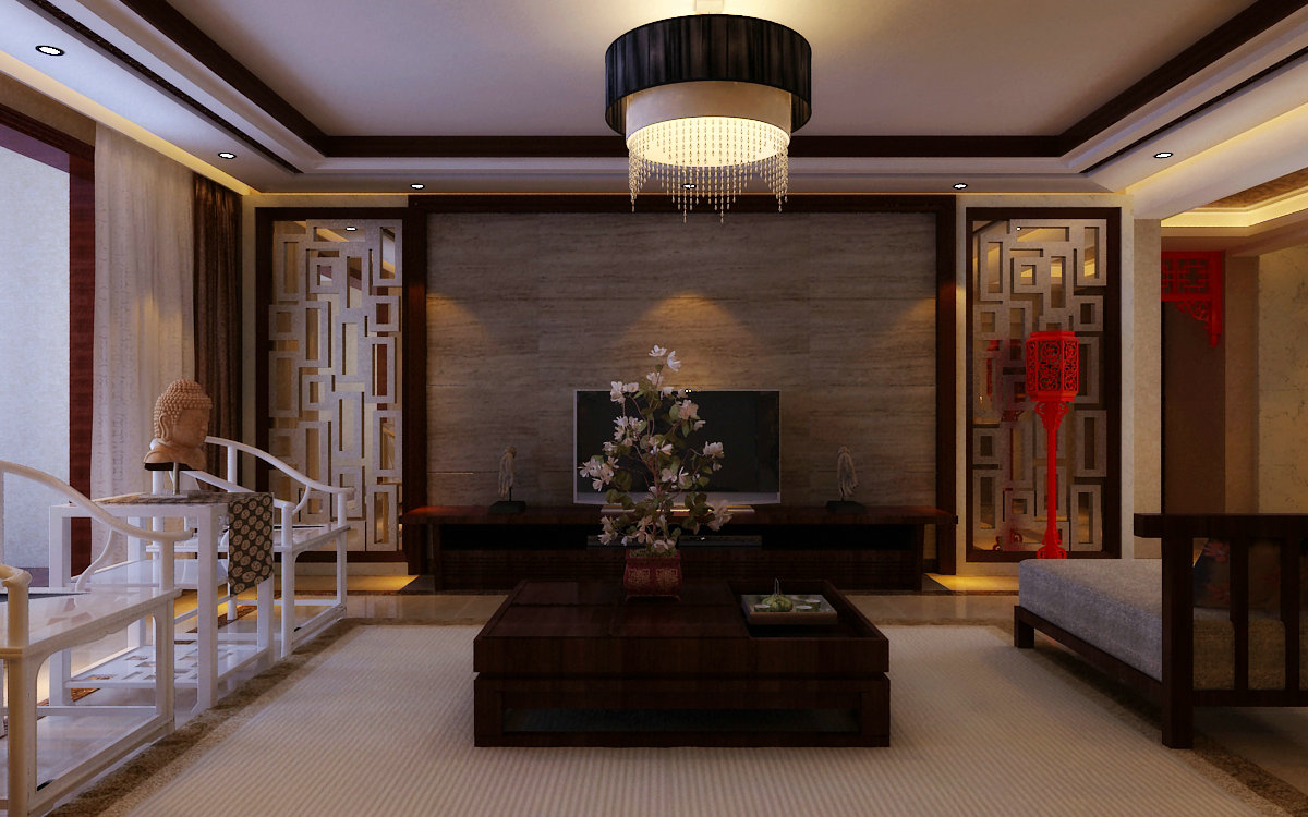 新中式 实创装饰 装修公司 整体家装 套餐 客厅图片来自天津实创装修_装饰在实创130平新中式风格设计效果的分享