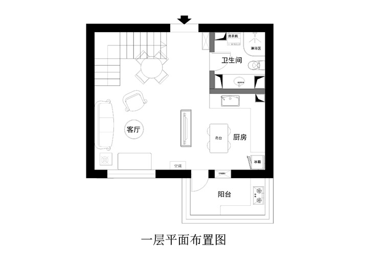 户型图图片来自实创装饰总部在华侨城顶层118平米欧式两居的分享