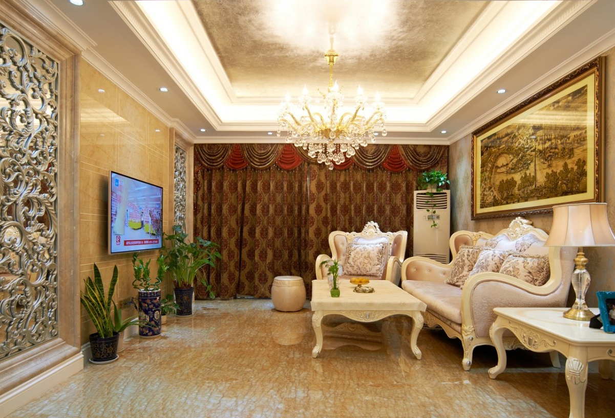 奢华 豪华 温馨 舒适 欧式风格 客厅图片来自成都生活家装饰在140平欧式奢华3居室的分享