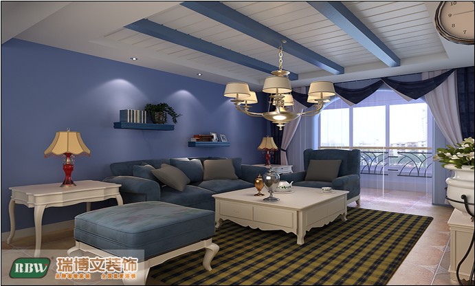 丽都河畔 地中海 三居 收纳 白领 客厅图片来自石家庄瑞博文装饰---伊然在丽都河畔三室，地中海紫色浪漫的分享