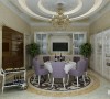 别墅客厅的设计也同样以奢华为主，只是相较而言，更加温馨，充分考虑到使用者进餐时的心情与就餐欲望。