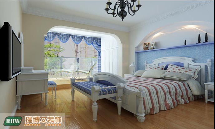 丽都河畔 地中海 三居 收纳 白领 卧室图片来自石家庄瑞博文装饰---伊然在丽都河畔三室，地中海紫色浪漫的分享