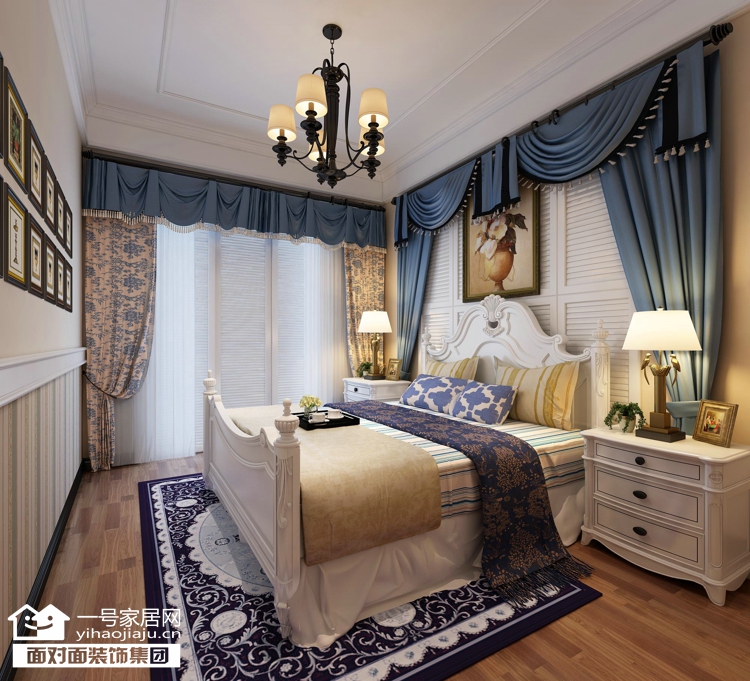 经典地中海 卧室图片来自武汉一号家居在95平蔚蓝色的浪漫情调空间的分享