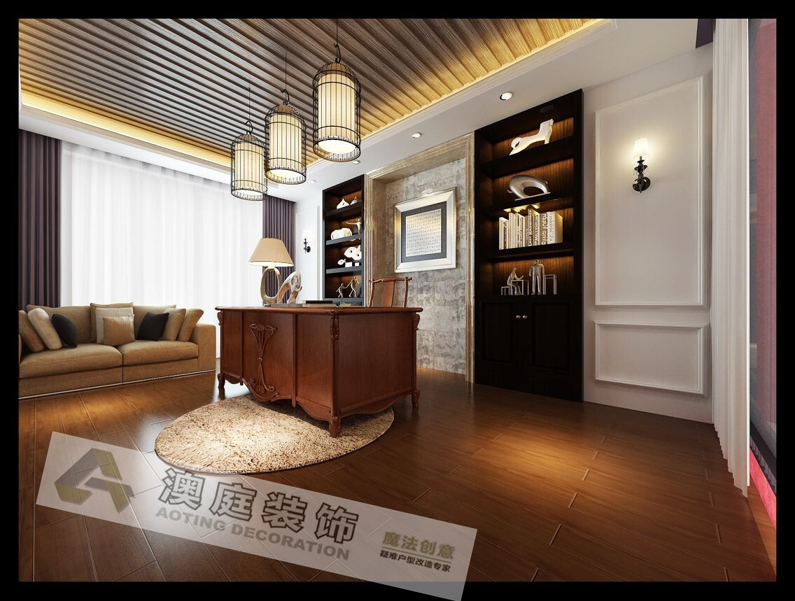 欧式 别墅 白领 小资 书房图片来自武汉澳庭装饰工程有限公司在自建楼房（三层）的分享