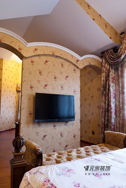 别墅 美式 实景样板间 沉稳大气 卧室图片来自元洲葡萄在原河名墅五期738㎡美式风格装修的分享