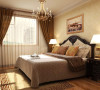 淡黄的壁纸，木色地板，舒适的床及床品，进入卧室就有种温馨的舒适的感觉。