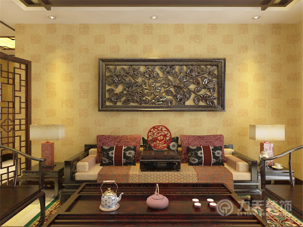 中式 三居 白领 收纳 80后 小资 客厅图片来自阳光力天装饰在宝能城-130.00㎡-中式的分享