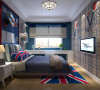 卧室大面积采用米字旗图案，凸显欧式的文化底蕴