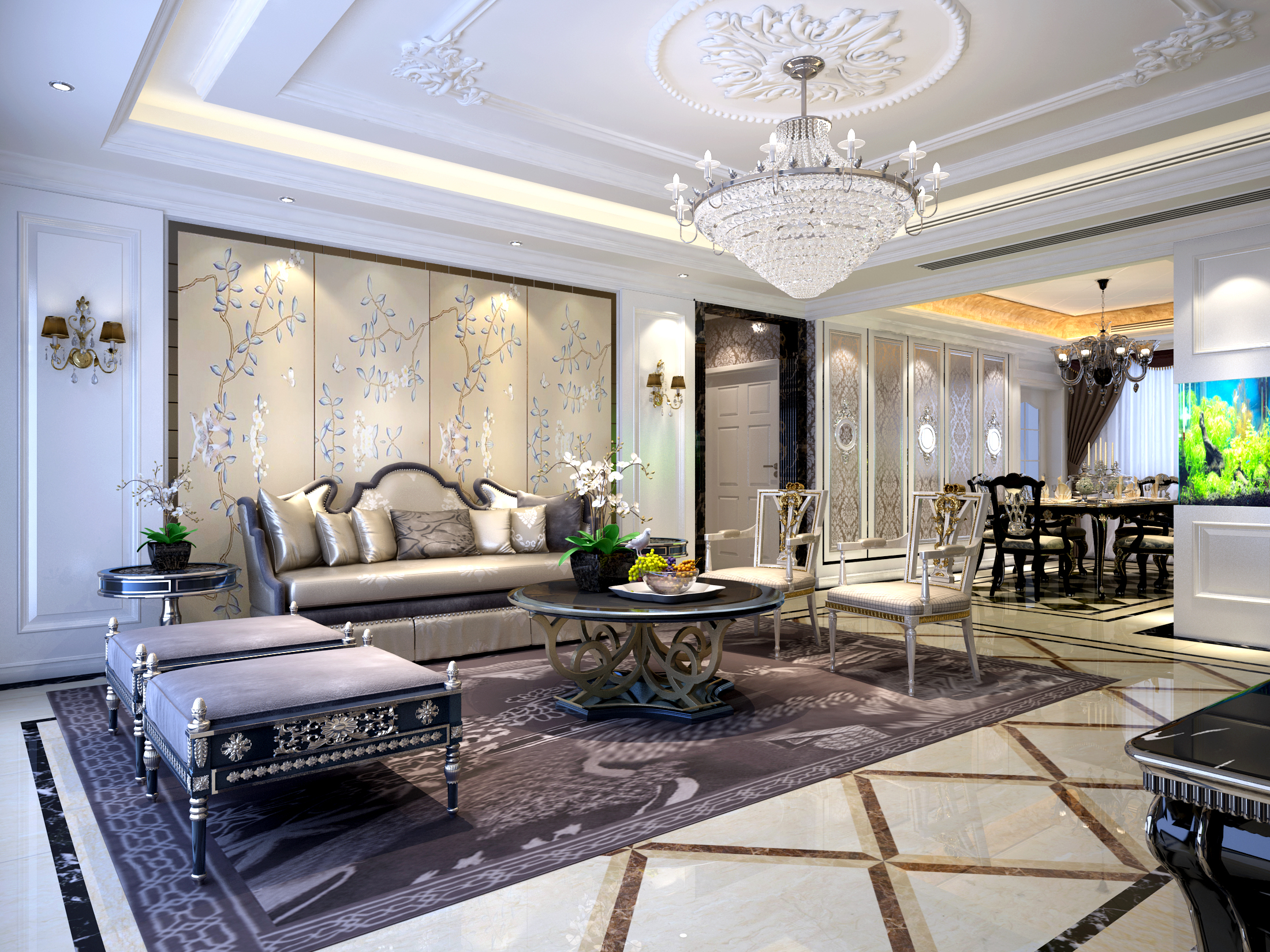 客厅图片来自美颂雅庭装饰在世贸锦绣长江欧式风情演绎的分享