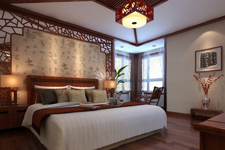 复式 中式 鲁班装饰 小资 混搭 卧室图片来自陕西鲁班装饰公司在中国古典元素提炼融合到审美习惯的分享