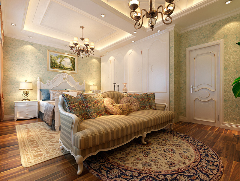 欧式奢华 别墅设计 休闲放松 卧室图片来自上海实创-装修设计效果图在奢华160平米欧式度假别墅装修的分享